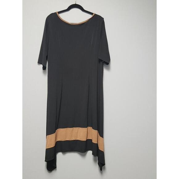 Avenue A Line Shift Dress Women's 22/24 NWOT Suede Trim Shark Bite Hem Stretch - Picture 2 of 8